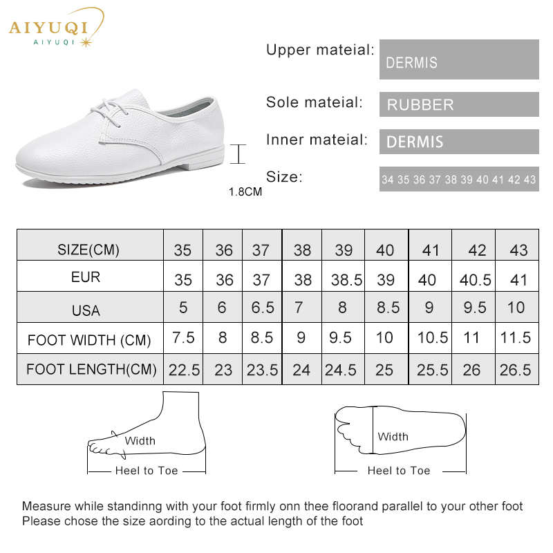 AIYUQI Nurse Shoes Women 2024 Lace-up British Style Simple Cowhide Leather Ballet Flat Casual White Shoes Women Martial Arts Shoes