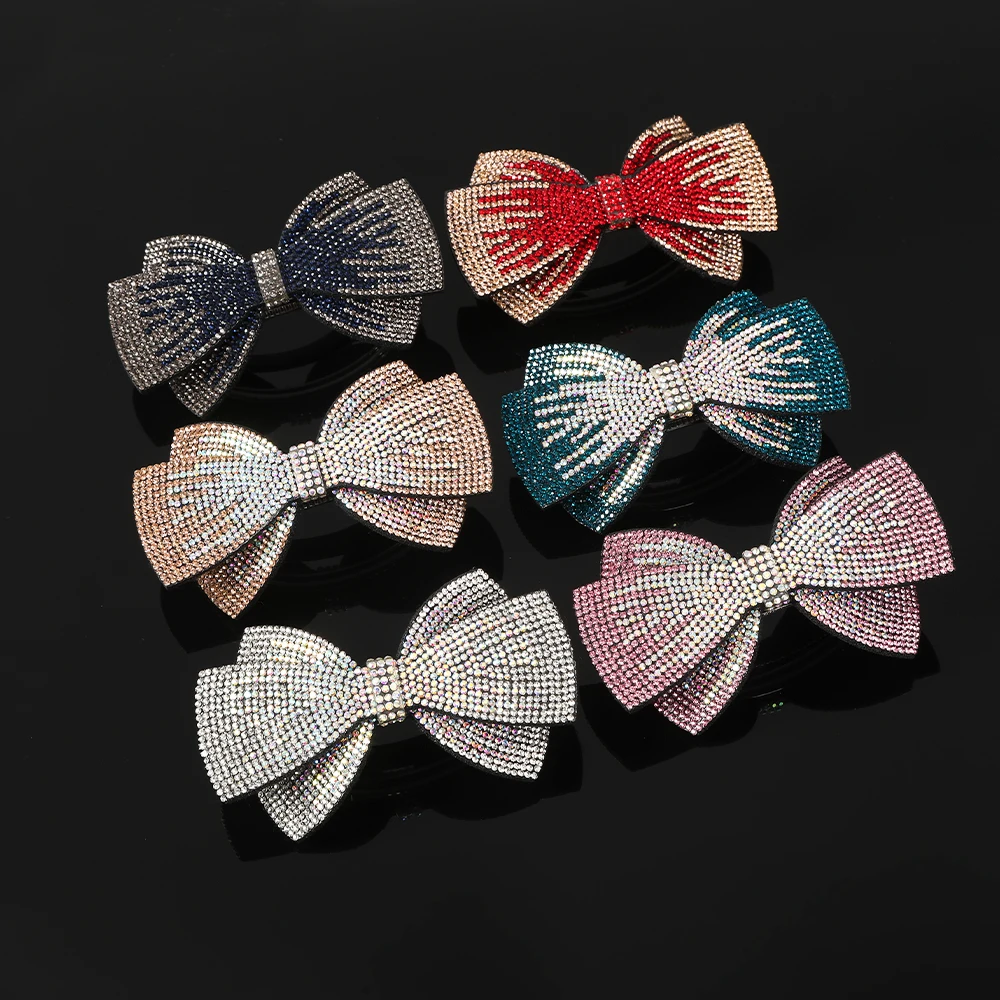 Multi-Style Rhinestone Double Bow Hairpin Spring Clip Fairy Top Clips Back Head Hairpin Barrettes Headband for new 2025 Women Headwear