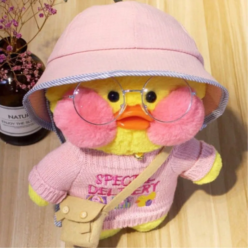 DIY Aesthetic Personalized Clothes Suit With Soothing Toys Lalafanfan Yellow Ducks Kawaii Aminal Doll 2025 Girl Kids new Birthday Gifts