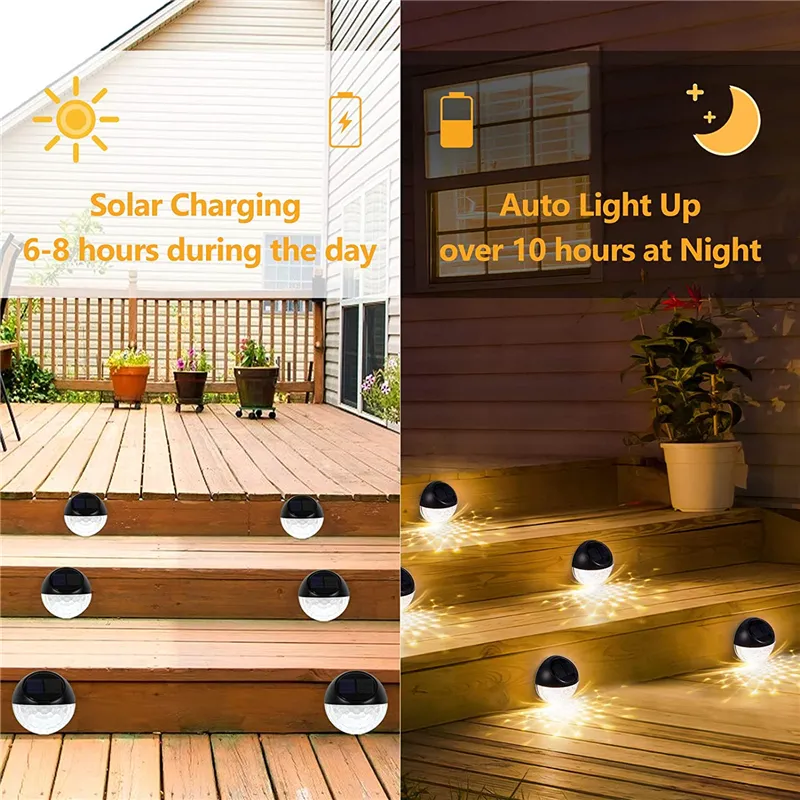 Solar Fence Lights LED Deck Lamp Outdoor Garden Decoration Lighting Great for Step Front Door Balcony LL