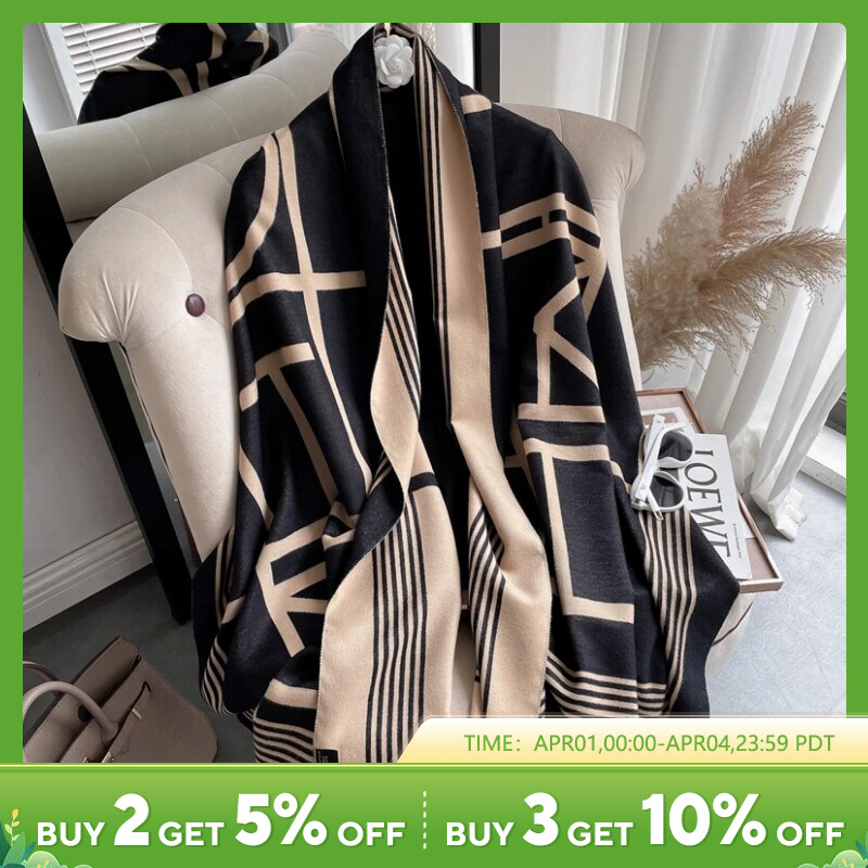 Thick 2025 Cashmere new Like Poncho Blanket Scarf Women Winter Pashmina Warm Shawl Wraps Bufanda With Tassel Casual Print Accessories