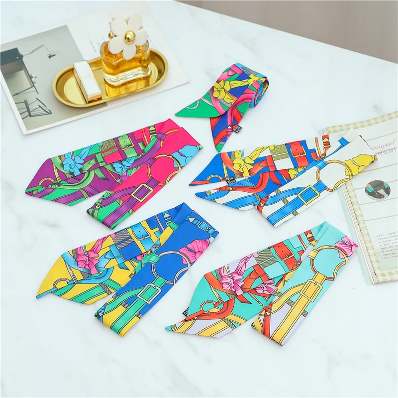 Long Lady Bag new Silk Scarf Skinny Neck Hair Scarfs For Women Band Headwear 2025 Handbag Tie Ribbons 2022 New Handle Wraps Summer