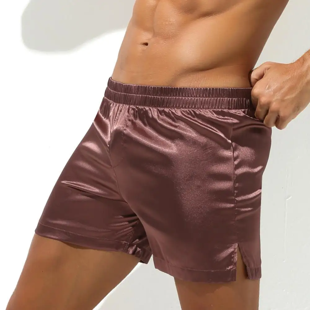 Men's new 2025 Pamas Shorts Soft Silky Underwear Men Boxers Shorts Sleep Bottoms Homewear Sleepwear Loose Lounge Shorts