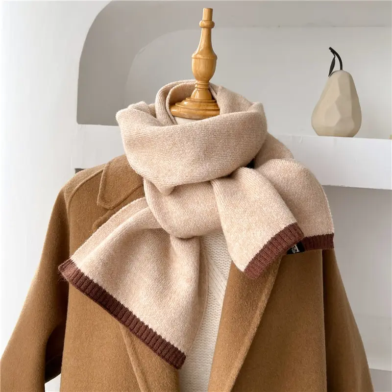 Solid new Cashmere Warm Women Scarf Casual Knitted Skinny Korean Style Woolen Yarn Soft Bandana 2025 Long Neckerchief Echarpe