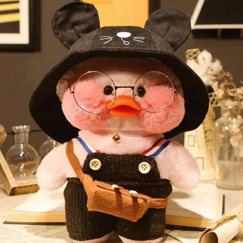 DIY Aesthetic Personalized Clothes Suit With Soothing Toys Lalafanfan Yellow Ducks Kawaii Aminal Doll 2025 Girl Kids new Birthday Gifts