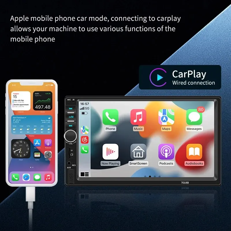 Acodo 2din Stereo 7inch Wired Carplay Radio Touch Screen Automotive Multimedia Bluetooth USB TF FM 2025 Radio Autoradio new MP5 Player