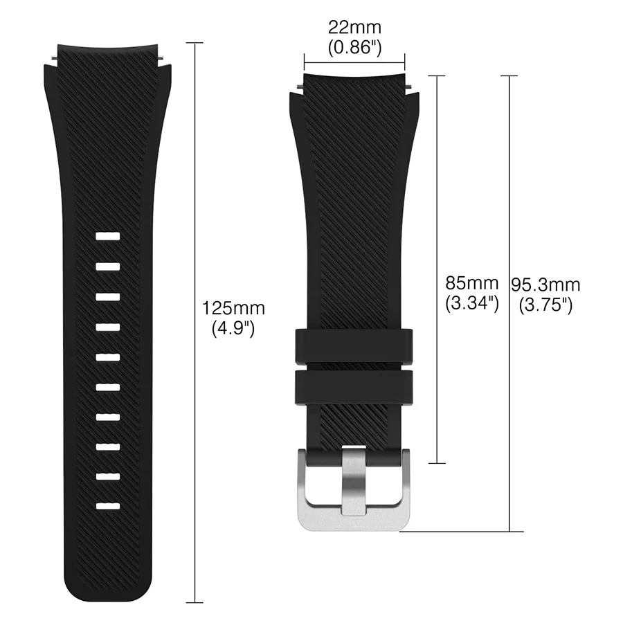 22mm Strap for Samsung Watch 46mm/3 45mm/Gear S3 Classic/Frontier Silicone Bracelet Amazfit GTR/Stratos/Pace Huawei Watch 4/GT 2