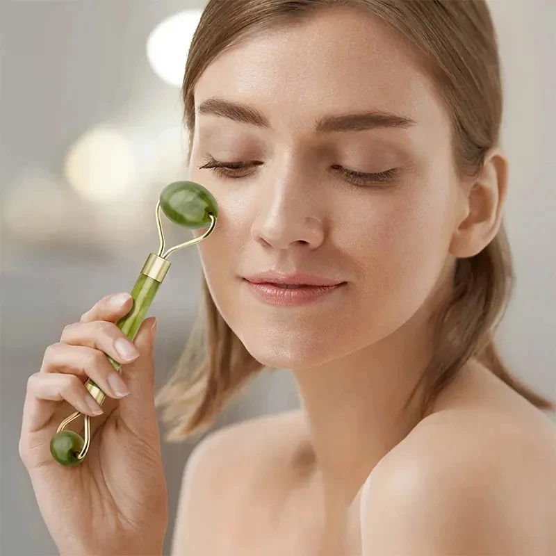 1PCS Jade Roller Gua Sha 100% Natural Stone Gouache Scraper Massage Facial Skin Care Yoni Egg Muscle Massage Body SPA Anti-Aging
