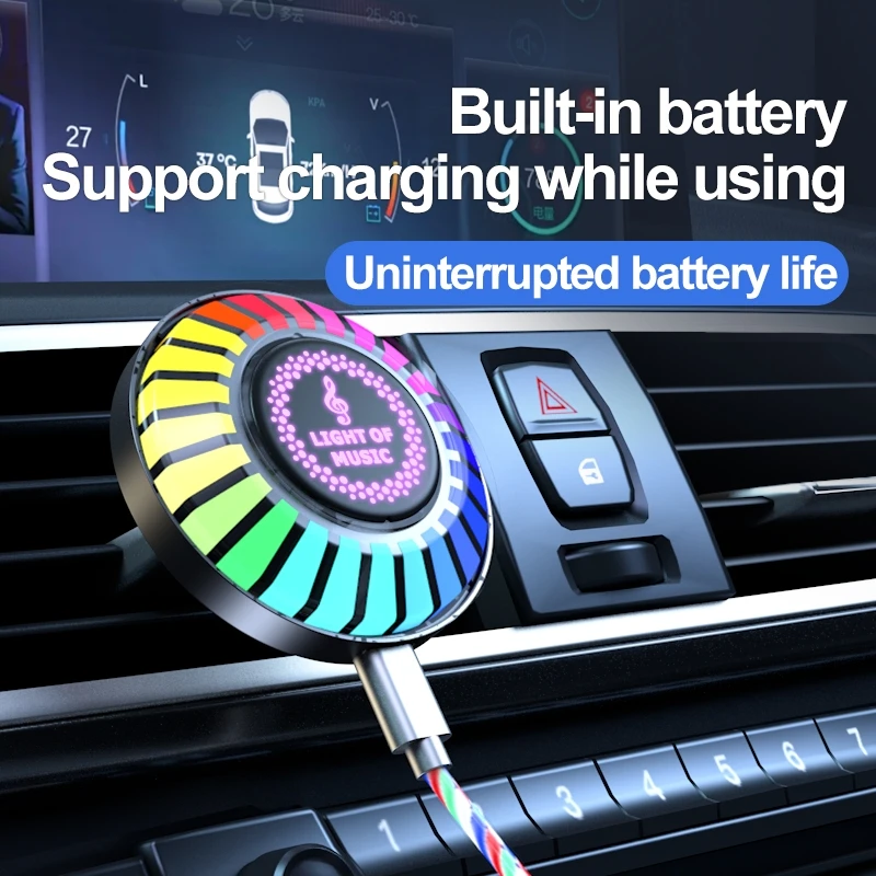 Car Air Freshener with LED Aroma Vent Clip Car Music Rhythm Atmosphere Light Auto Interior Perfume Diffuser Fragrance Accessorie