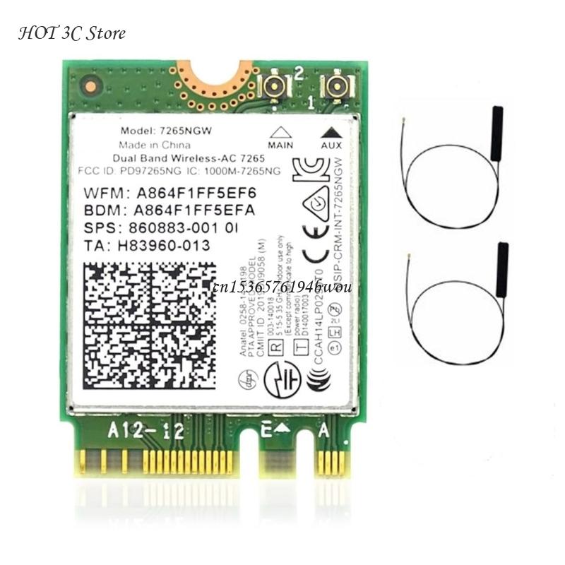 Dual-Band Wireless-AC 7265 7256NGW Card 802.11AC 1200M Wi-Fi +Bluetooth4.2 NGFF- WLAN WIFI Card intel7265