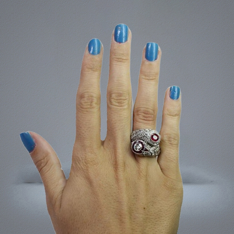 Antique Art Deco 925 Sterling Silver Ruby White Sapphire Ring Anniversary Gift Say Size 5 12