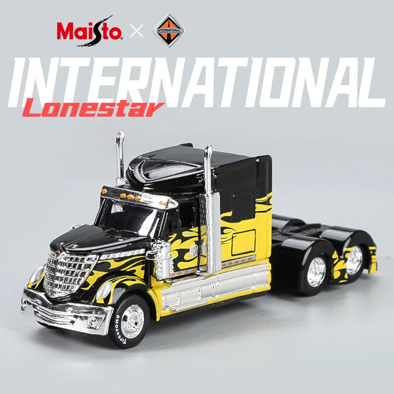 1:64 INTERNATIONAL Lonestar Alloy Truck Trailer Head Car Model Diecasts Metal Container Engineering Transport Vehicles Kids Gift