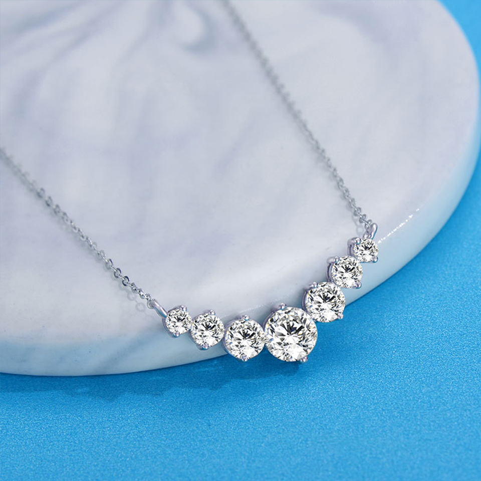 Houtros 1.7/2.8CT Moissanite Pendant Necklace for Women 925 Sterling Silver Wedding Anniversary Fine Jewelry with Certificates