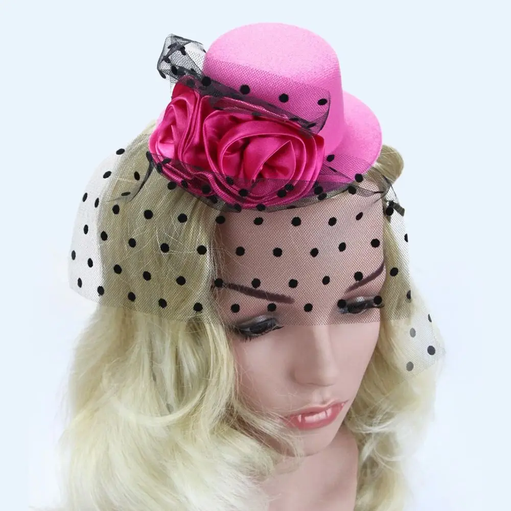 Ladies Hairpin new Small Hat Headband Wedding Party Floral Hair 2025 Cap Flower Fascinator Hat Floral Mesh Veil Headdress