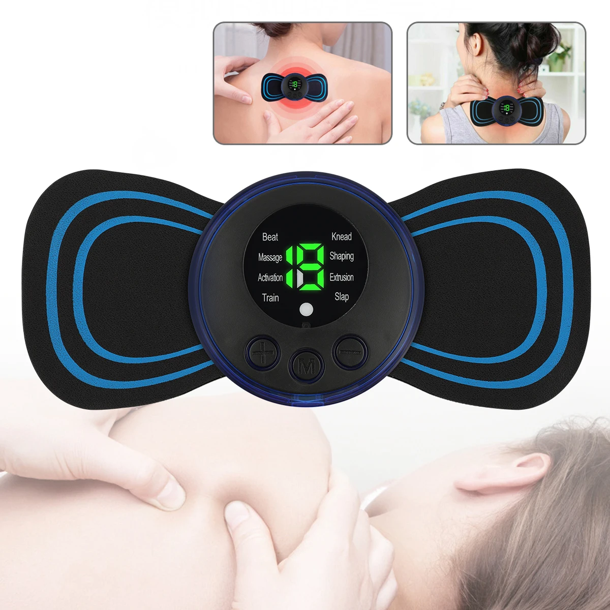 Portable EMS Mini Neck Massager Electric Back Shoulder Massager Cervical Massage Patch Stimulator Cervical Spine Relaxation
