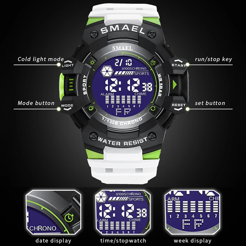 SMAEL Watch for Men Outdoor Sport Digital new Watches Electronics LED Men's Wristwatch 2025 Student Countdown Stopwatch Clock Male