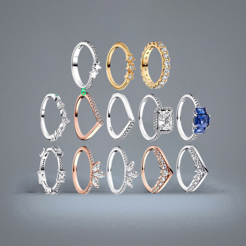 Band Rings Winter New 925 Silver High Quality Original 1 1 Blue Rectangle Three Stone Glitter Rings Women Jewelry Gift Fashio