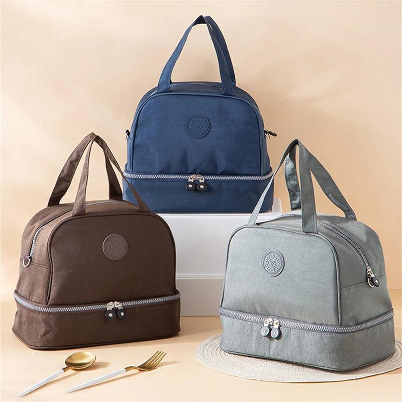 Portable Double Layer Lunch Bag Large Capacity Food Insulated Thermal Box 2025 Women Kids Picnic new Cooler Tote Dinner Bento Container
