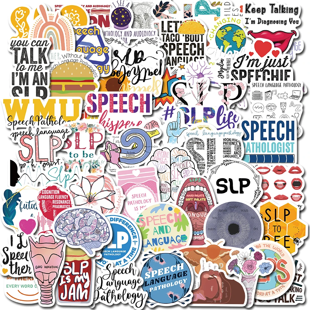 10/56pcs SLP Stickers Speech Language Pathologist new Aesthetic Vinyl Waterproof Stickers for 2025 Water Decals for Kids Teens Adults