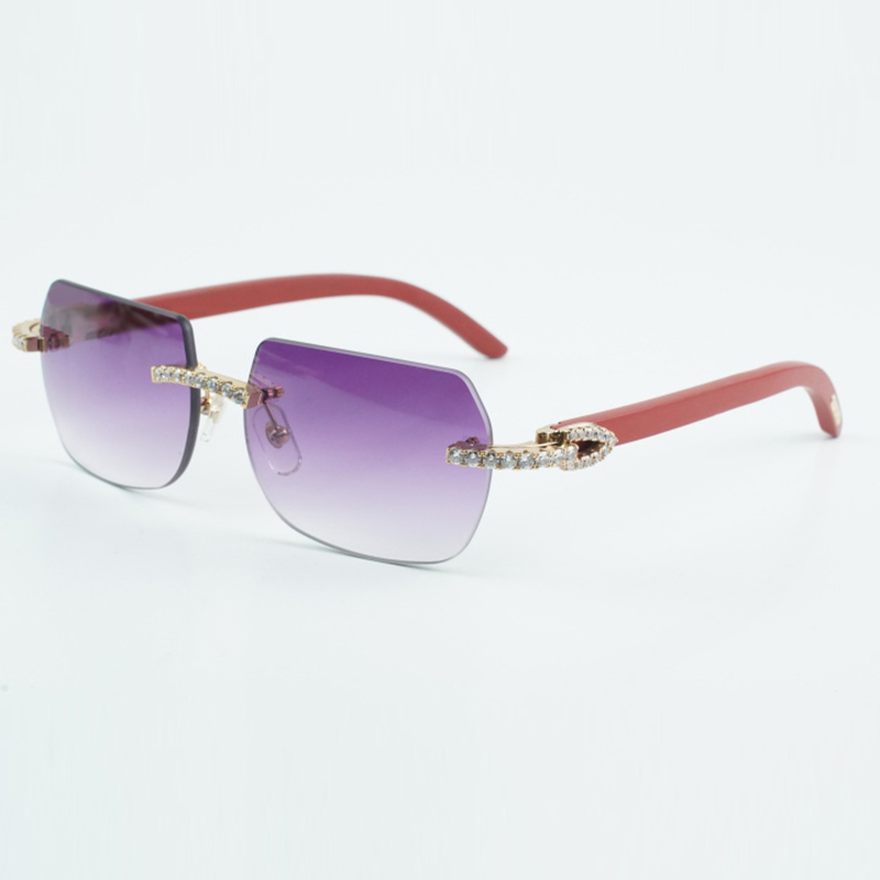 factory directly wholesales fashionable and luxurious endless diamonds 8100906 with natural red wood legs and 18-135 mm diagonal sunglasses