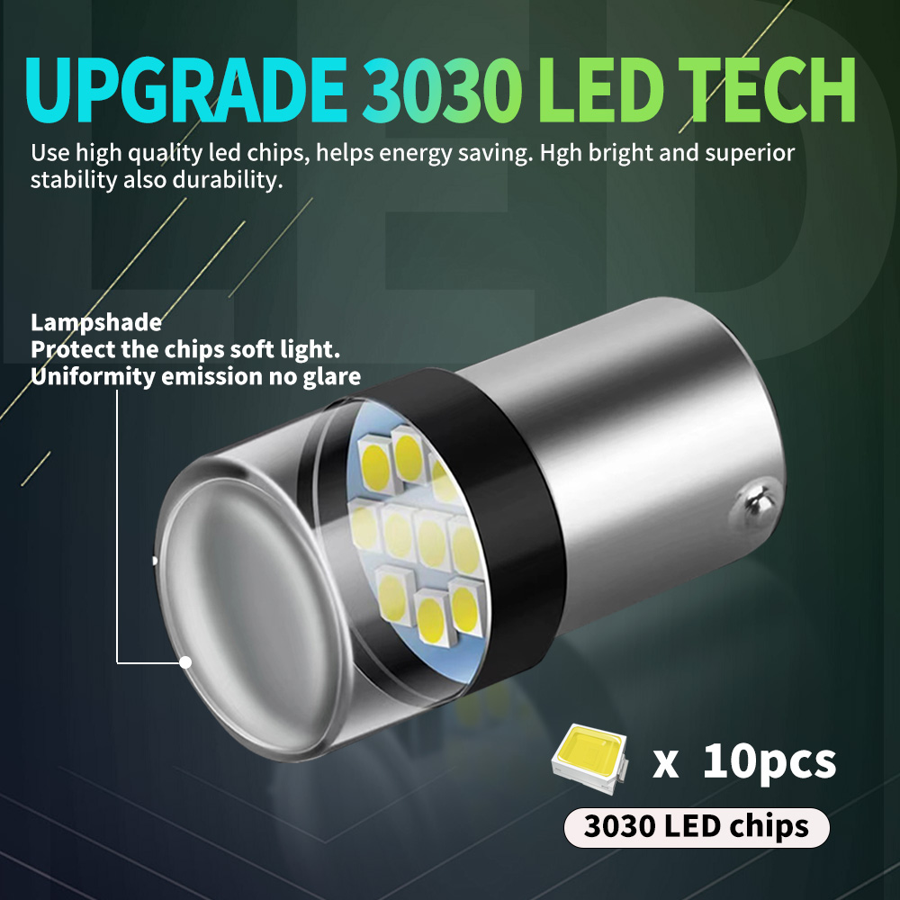 2PCS 1156 BA15S P21W 1157 BAY15D P21/5W LED Car Tail Bulb Brake Lights Reverse Lamp Daytime Running Signal Light 10SMD 3030