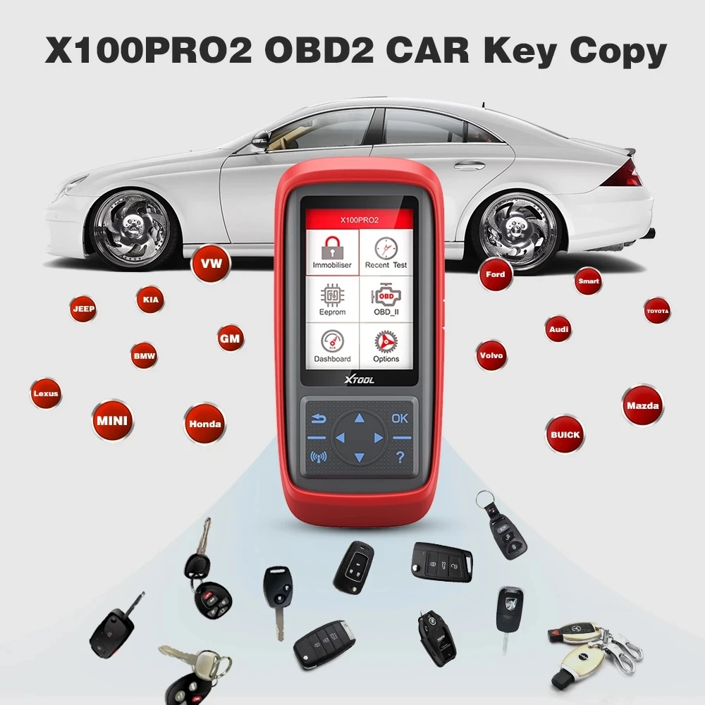 XTOOL X100 Pro2 Car OBD2 Automotive Key Programmer with EEPROM Adapter Key Fob Immobiliser Code Reader Free Online Update