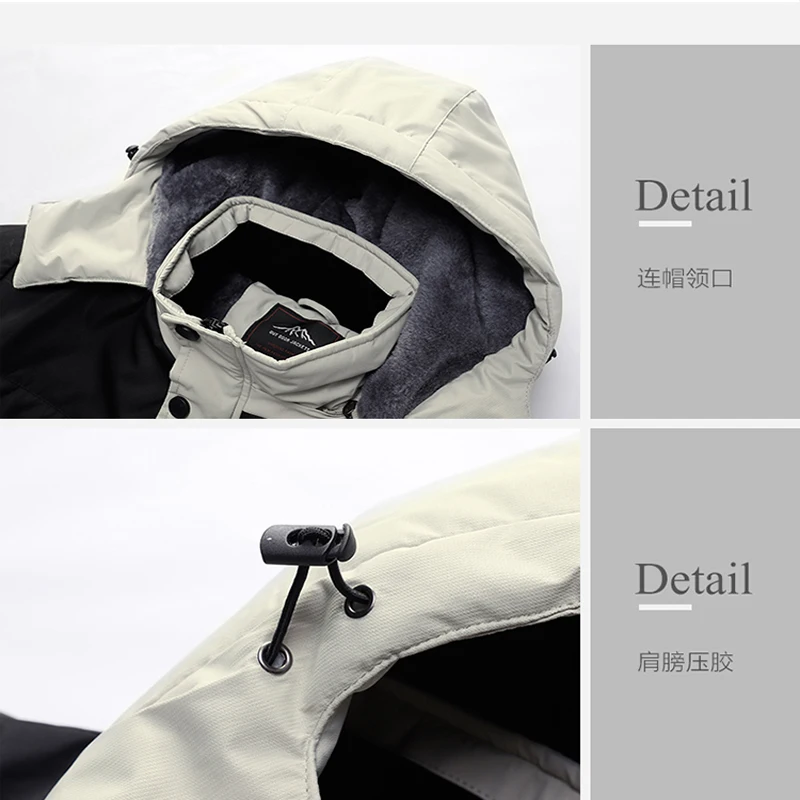 Mens Plus Veet new Thickening Hooded Coats Ski Suit Men's Casual Warm Jackets Coat Winter Jacket 2025 Men Parka 6XL 7XL 8XL Jacket