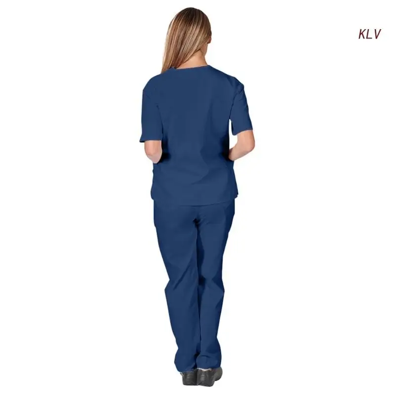 Scrubs Set for Women Nurse Uniform Suit Short new Sleeve Top 2025 & Pant with Pocket for Nurse Workwears