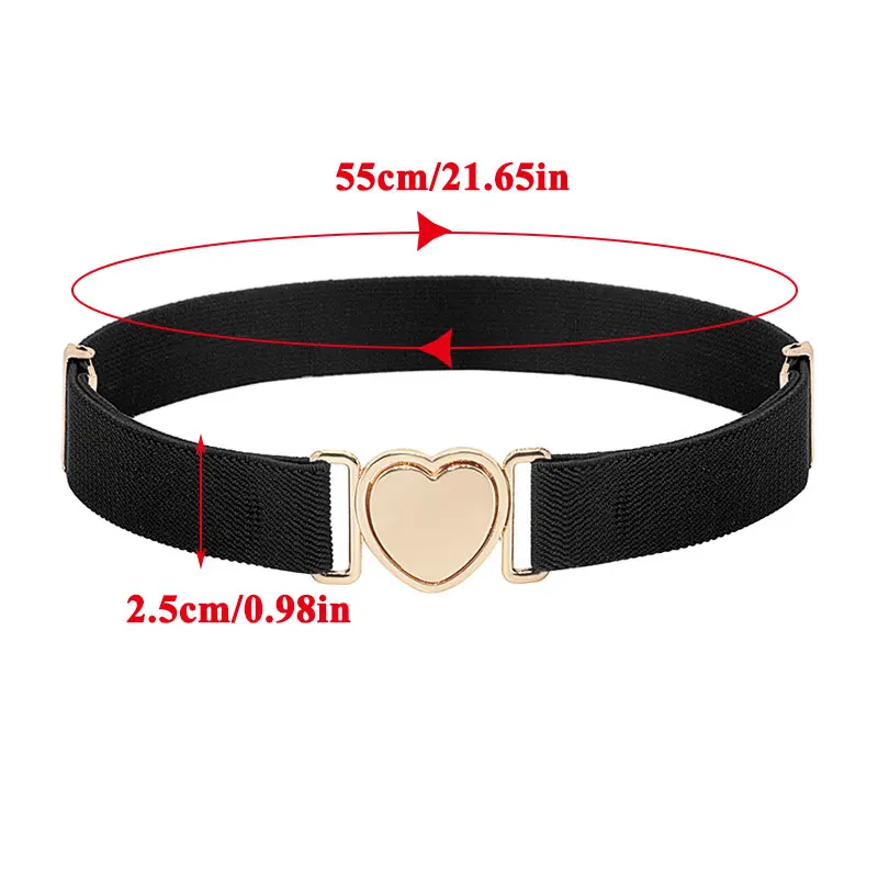 1PCS Adjustable Stretch Waistbands Boys Girls Belt Love Heart 2025 Shape Buckle Solid Color Wide new Leisure Elastic Waist Belt