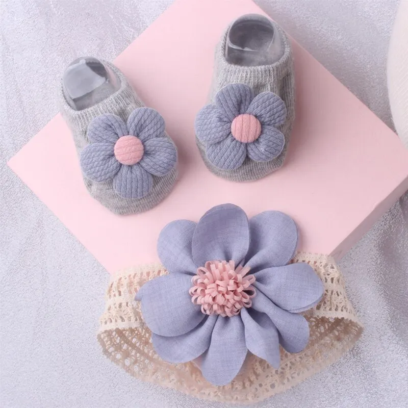 Baby Girls Booties and Headbands 2025 Gift Set Flower Hairbands new Headwrap Soft Socks for Newborn Baby Girls
