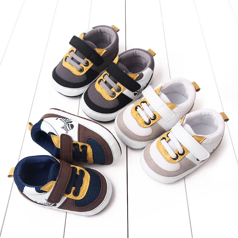Newborn Baby Boy Shoes Soft Sole Crib Shoes Warm Anti-slip Sneakers Toddler Casual Flats Breathable Mesh Infant Walking Shoes