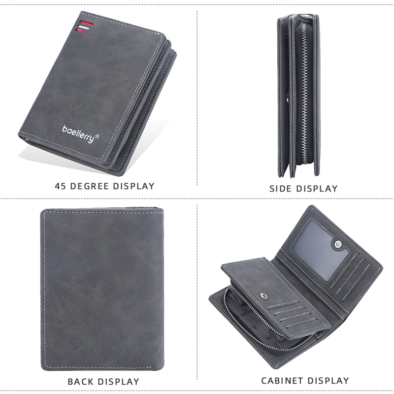 New Baellerry Mens Purse Male Wallet Small Money Bag Man PU Leather Card Holders Men's Wallets with Coin Pocket Wallet for Men