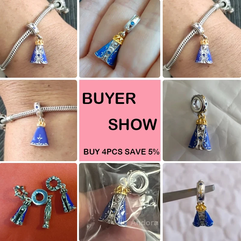 925 Sterling Silver Nossa Senhora Aparecida Dangle Charms Beads Fit Pandora 925 Original Bracelets DIY Jewelry Making For Women
