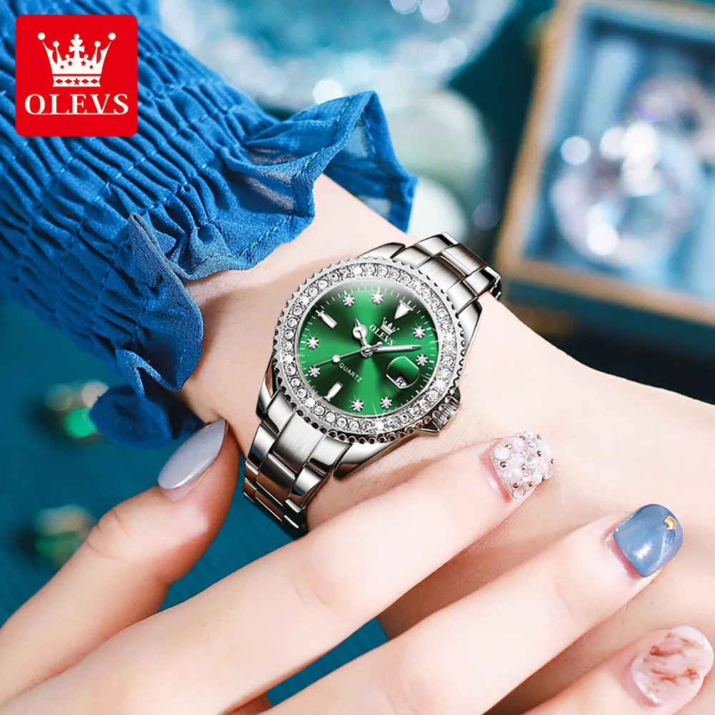 OLEVS 2025 Women's Watches Top Brand new Original Quartz Ladies Watch Bezel Dia Wristwatch Waterproof Enlarge Date New Arrival