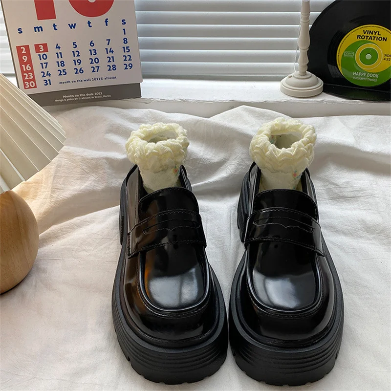 new Ladie Loafers Lolita Flat Shoes Women College Leather Platform High Quality Shoes Style School Girls Jk 2025 Uniform Thick Sole Shoes