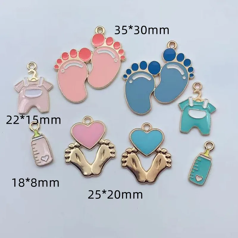 10pcs/lot Enamel Baby Cloth new Charms Pendants Cute Baby Feet DIY Metal Bracelet Necklace Jewelry 2025 Findings Accessories