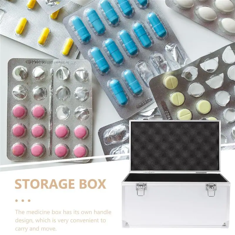 Toolbox Household Medicine Organizing Case Cabinet Portable Aluminum Hard Multi-Purpose Tool Boxes For Trucks Office Home