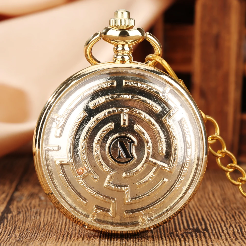 Black/Gold/Rose Gold new Cover Unique Movable Ball Maze 2025 Small Game Display Quartz Vintage Pocket Watch Gift Kids Men Women