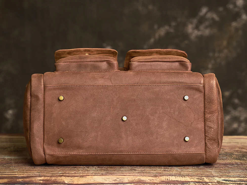 NUPUGOO Vintage Men's 2025 Travel Bag Genuine Leather Hand Lage Duffle new Handmade Large Capacity Shoulder For 16 Inch Laptop