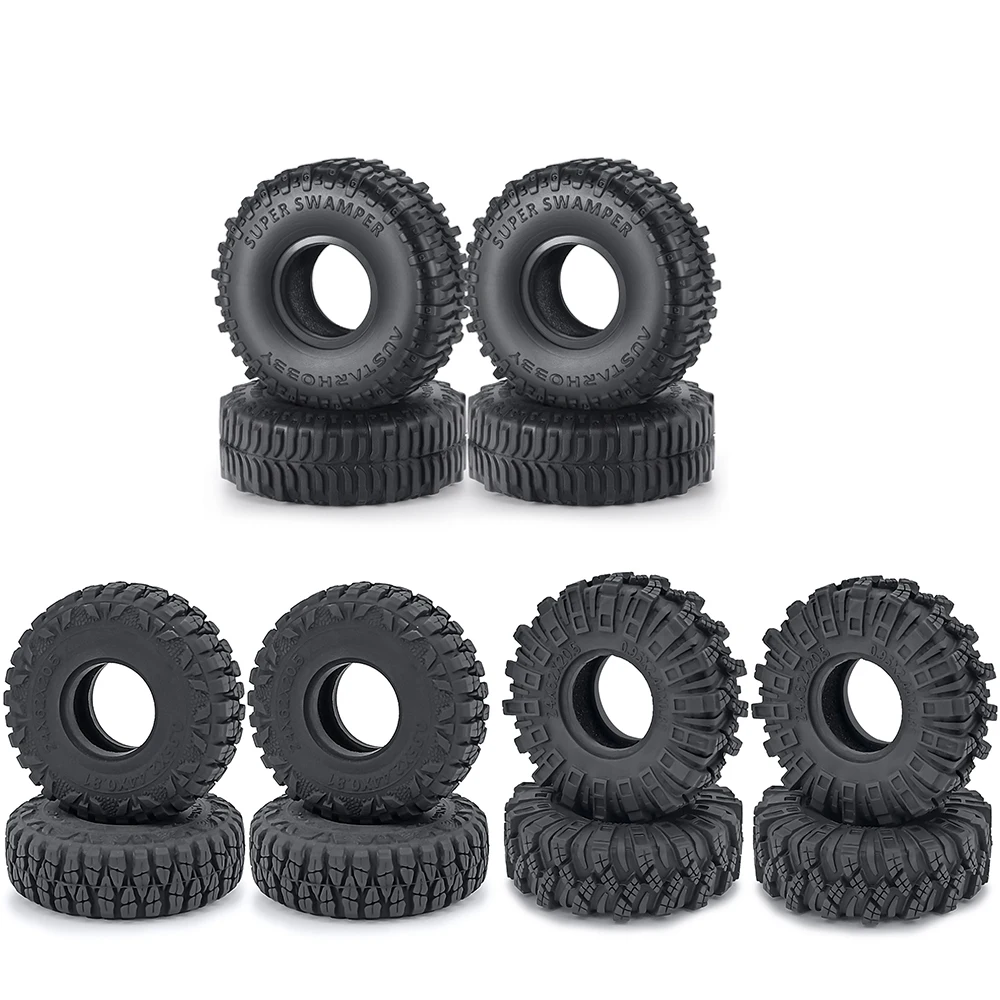YEAHRUN 4PCS 1.0" Rubber Tyres Mud Terrain Wheel Tires for 1/24 Axial SCX24, 1/18 TRX4M RC Micro Crawler Car Parts