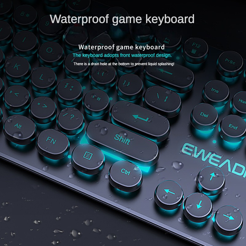 Computer Wired Keyboard , Plug Play USB Retro Round Typewriter Keyboard, Full Size Wired Keyboard for Laptop and Office PC