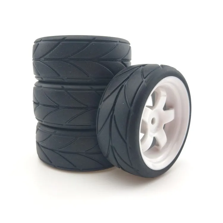 4Pcs RC 6030-6081 Rubber Tires & Plastic Wheel For HSP HPI 1:10 On-Road Car Racing