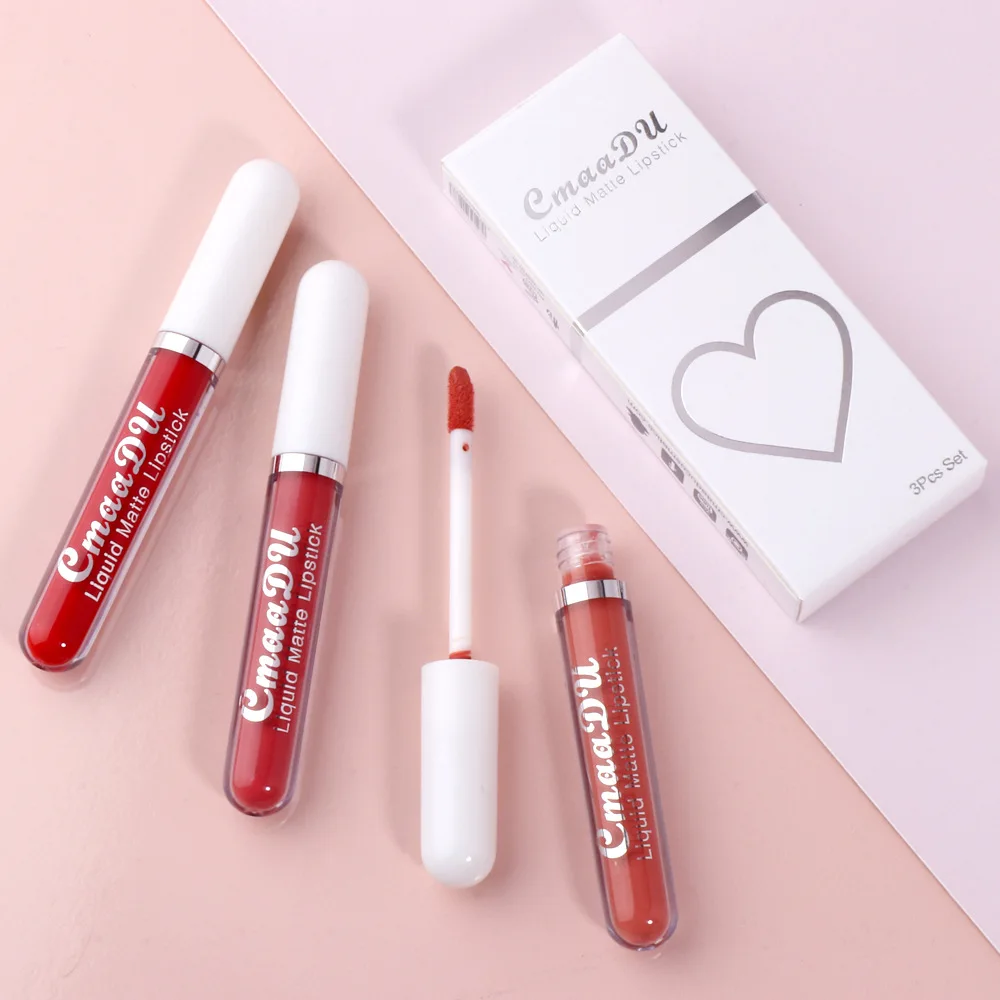 3Pcs/set new Matte Veet 2025 Lip Gloss Waterproof Long-lasting Liquid Lipstick Cosmetic Beauty Keep 24 Hours Makeup maquillages