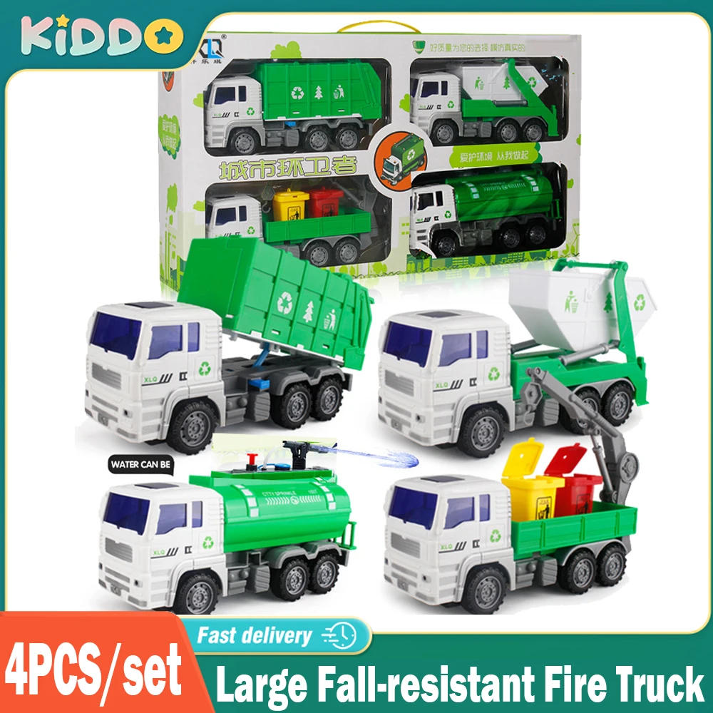 Children's Large Fall-resistant Garbage Truck Toy Set Ladder Truck Lift Sprinkler Engineering Truck Children's Day Educational