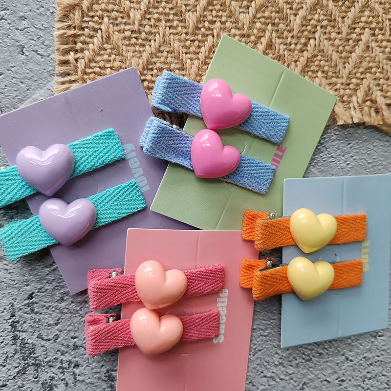2pc Cute Colorful Heart 2025 Hair Side Clips Hairpin for Women Girls Crab Headband for Gift Hair Accessories new Headwear Ornament