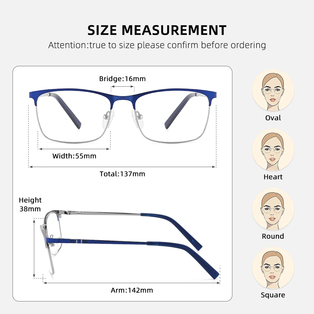 Reading Glasses for Men Anti-glare Lenses and Blue Light Filters Presbyopic Glasses Focus Plus Optical Lenses Men's Seen Bezel 2