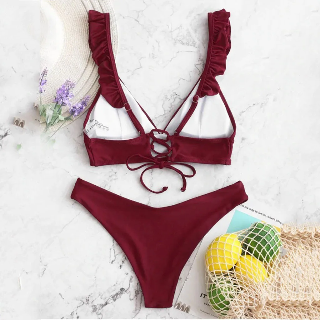 New In Plus Size Swimsuit For Women Tummy Control new High Cut V 2025 Neck Two Pieces Bikini Swimwear Beachwear Bikinis Sets For Teens