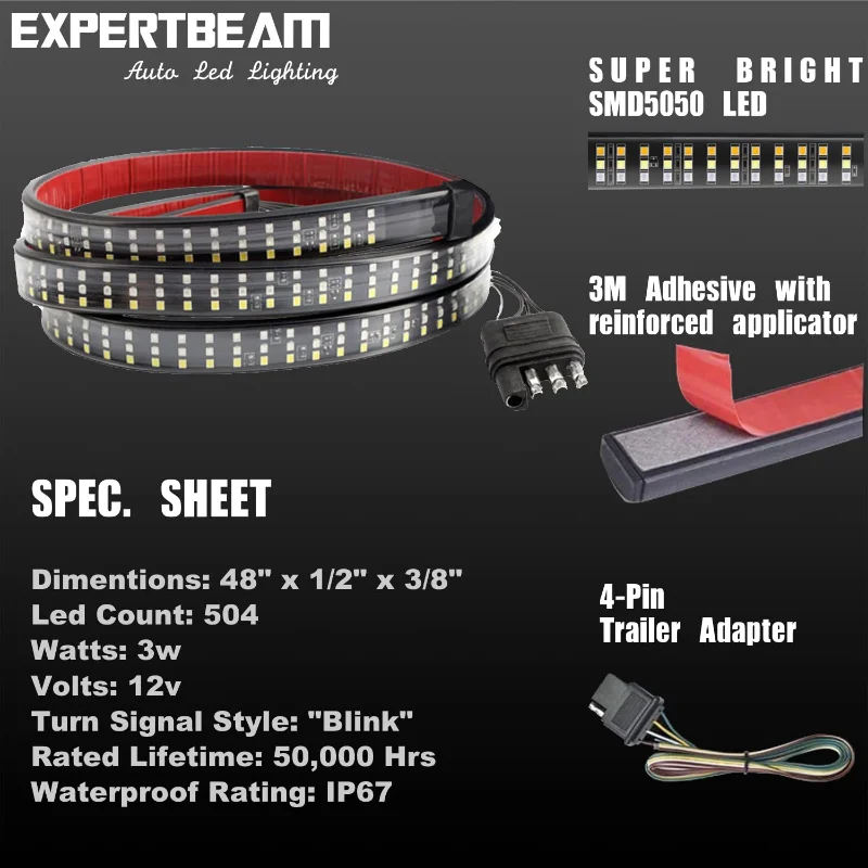 Tailgate Light Bar Car Rear LED Trunk Additional Stop Light Strip Auto Turn Signal Flexible Tailgate Luggage Warnning Lamp
