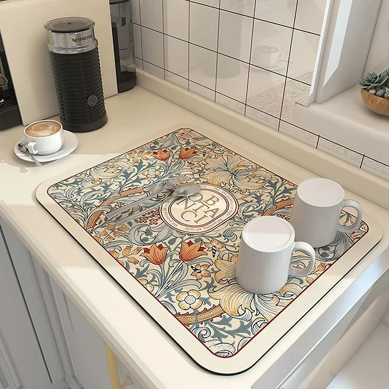 Kitchen 2025 Drain Pad Absorbent Dish Drying Mat Rugs Non-slip Kitchen Sink Mat Bottle Rug new Tableware Placemat Drainer Mat Alfombra