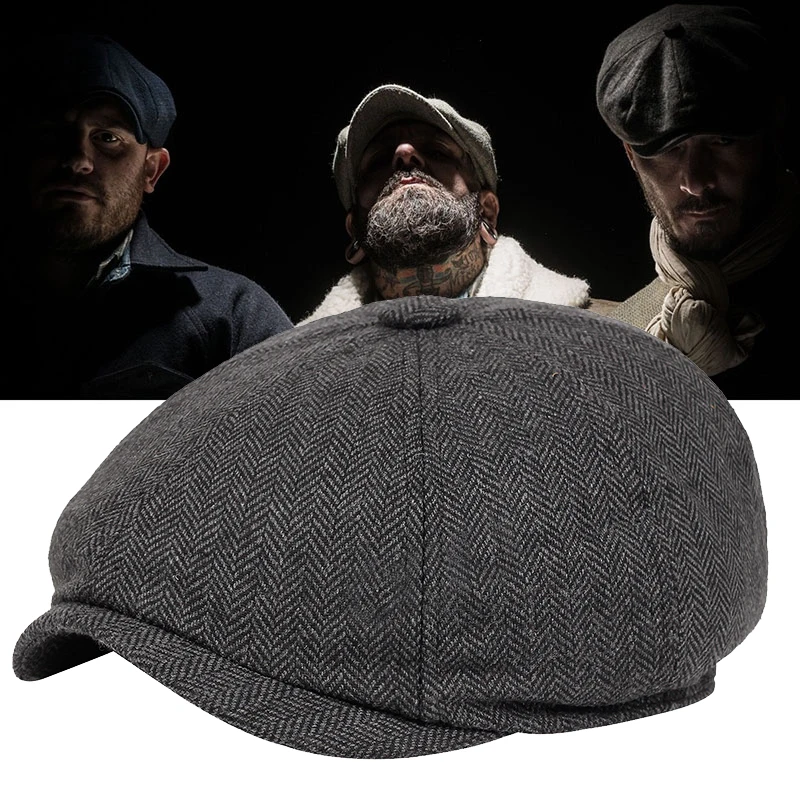 Men Newsboy Hat Beret Hats Wool Vintage British Painters Hats Celebrity Winter Berets Casual Stripe Berets Driver Flat Caps